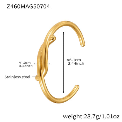 18K gold plated stainless steel braided bangle spec view, inner diameter 6.1cm, weight 28.7g