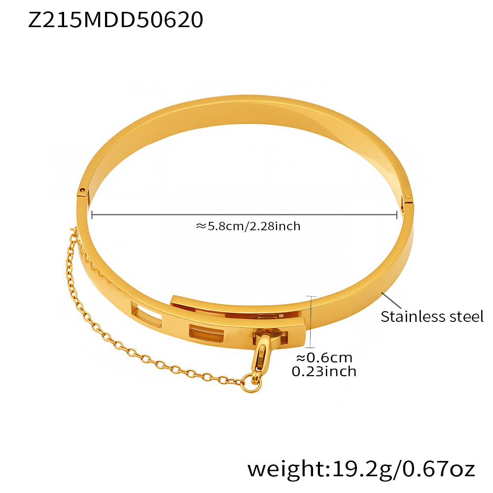 18K gold plated stainless steel chain clasp bracelet spec view, inner diameter 5.8cm, weight 19.2g