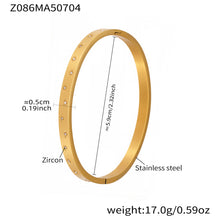18k gold plated stainless steel full star zircon bangle spec view, inner diameter 5.9cm, weight 17.0g