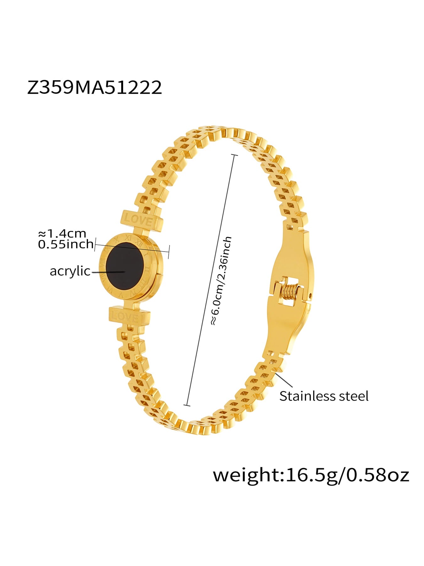 316L Stainless SteelZircon Clasp Bracelet Set Stainless Steel 18K Gold Plated Bangle Collection