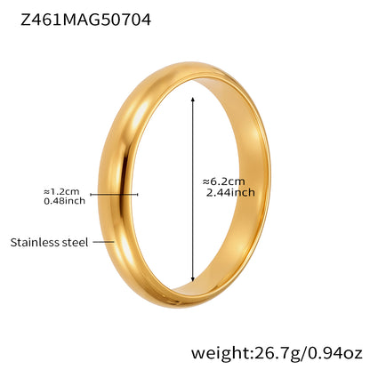 18K gold plated stainless steel plain bangle spec view, inner diameter 6.2cm, weight 26.7g