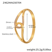 18K gold plated stainless steel white zircon bangle spec view, inner diameter 6.0cm, weight 25.2g