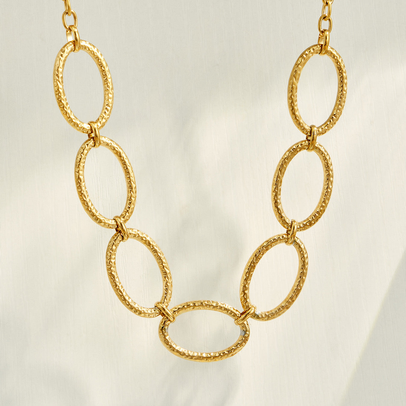 18K PVD gold chunky oval link necklace displayed as a single product