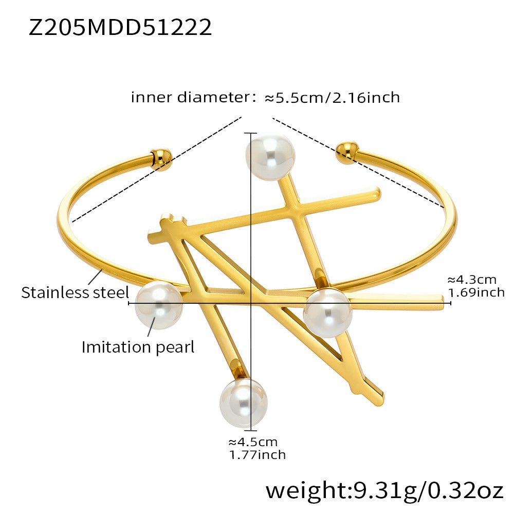 316L Stainless Steel Minimalist Geometric Open Bangle Set