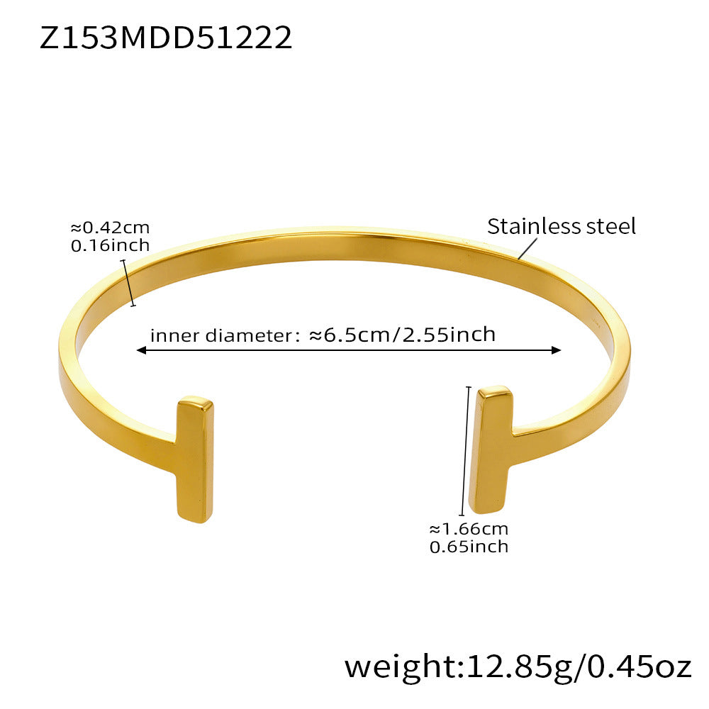 316L Stainless Steel Minimalist Geometric Open Bangle Set