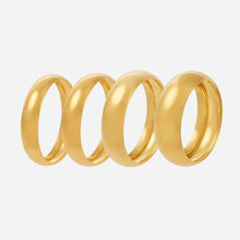 18k pvd gold plated stainless steel glossy wide cuff bracelet set, smooth rounded design, minimalist bold jewelry