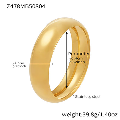 18k gold plated stainless steel wide cuff bracelet 2.5cm width, spec view with perimeter weight details