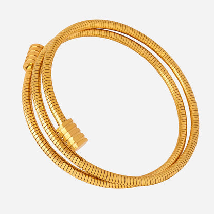 18k gold plated titanium steel snake bone chain bracelet, stacked minimalist design, polished finish