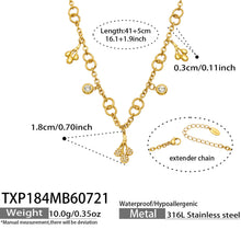 Size specifications for an 18K PVD gold teardrop zircon necklace