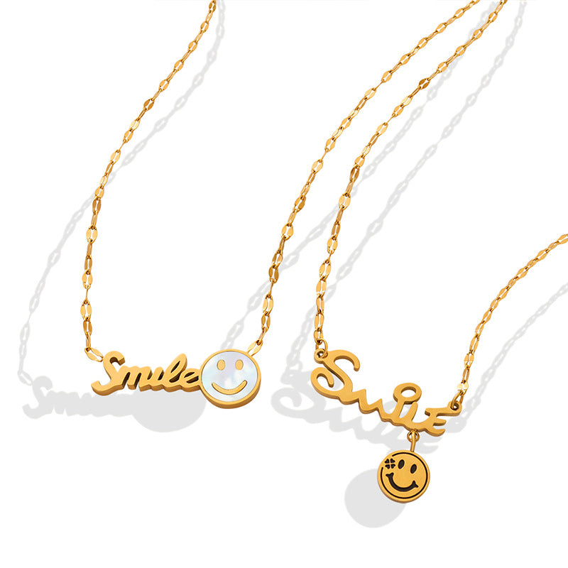 316L Stainless Steel 18K Gold PVD Smile Face Pendant Necklace