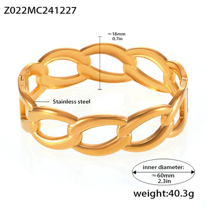 18K real gold PVD plated bangle (Z022MC241227), chain design, inner diameter 60mm, weight 40.3g