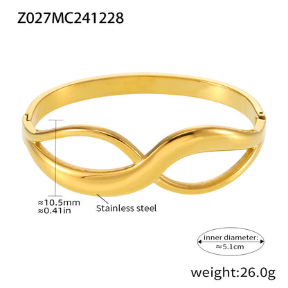 18K real gold PVD plated bangle (Z027MC241228), infinity design, inner diameter 5.1cm, weight 26.0g