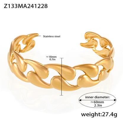 18K real gold PVD plated bangle (Z133MA241228), chain link design, inner diameter 60mm, weight 27.4g