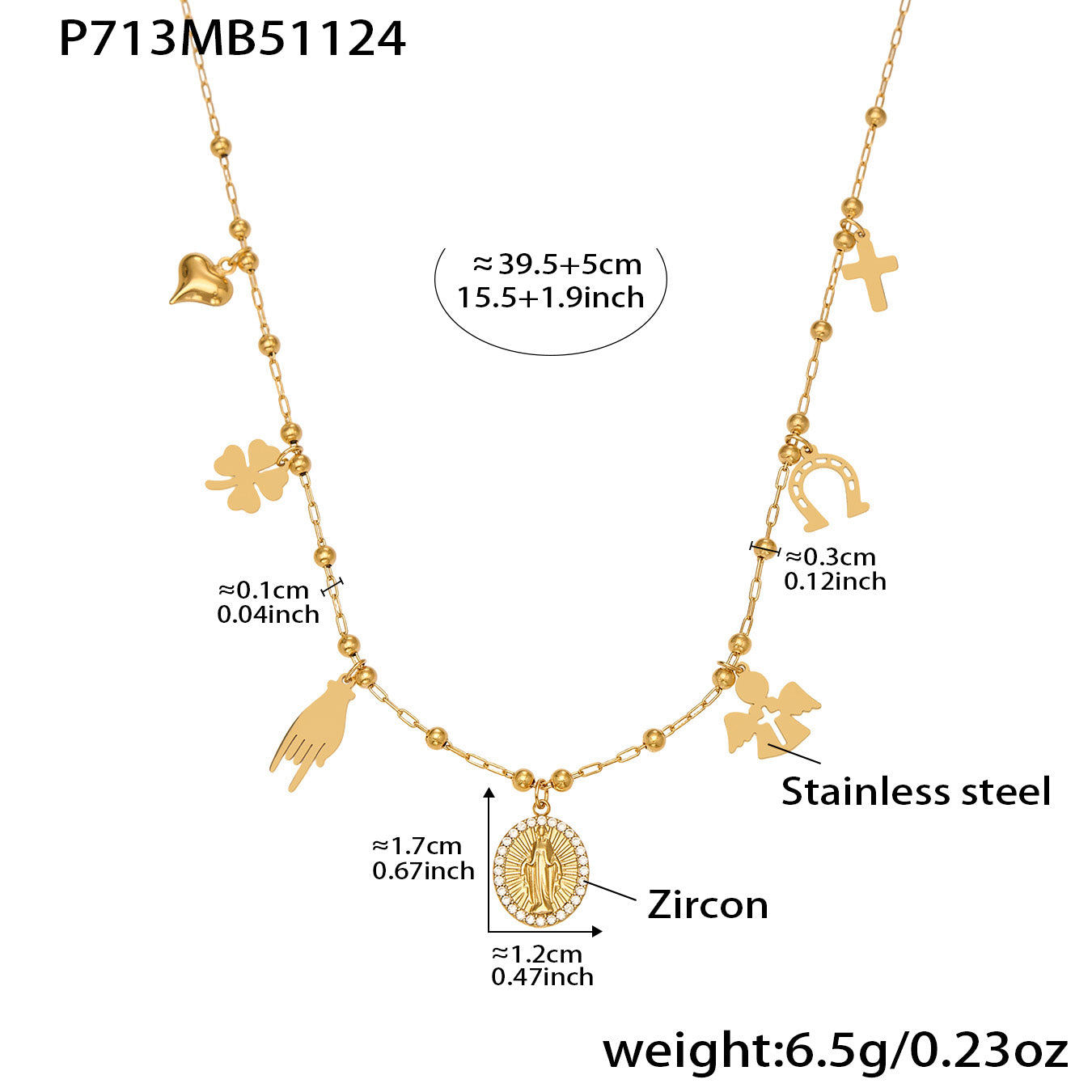 316L Stainless Steel 18K Gold PVD Starburst Pavé Zircon Pendant Necklace
