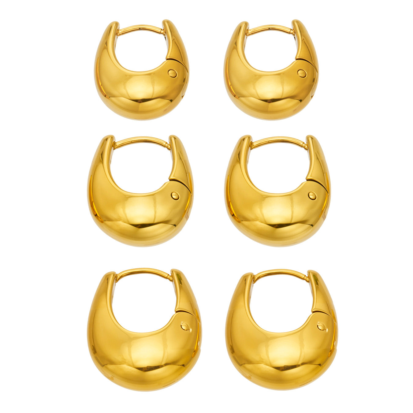 316L Stainless Steel 18K PVD Gold U-Shaped Earrings
