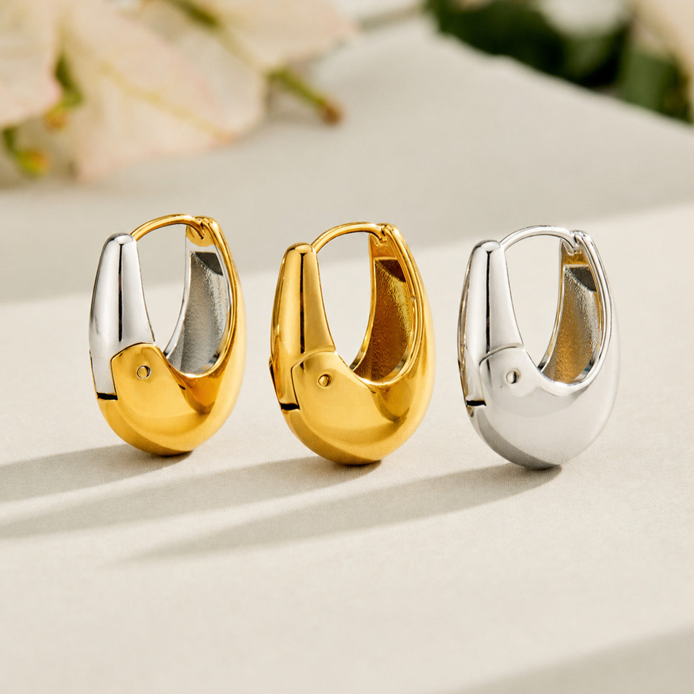 316L Stainless Steel 18K PVD Gold U-Shaped Earrings