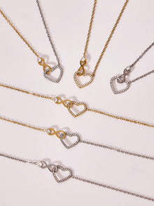 316L Stainless Steel Infinity Heart Zirconia Bracelet & Necklace