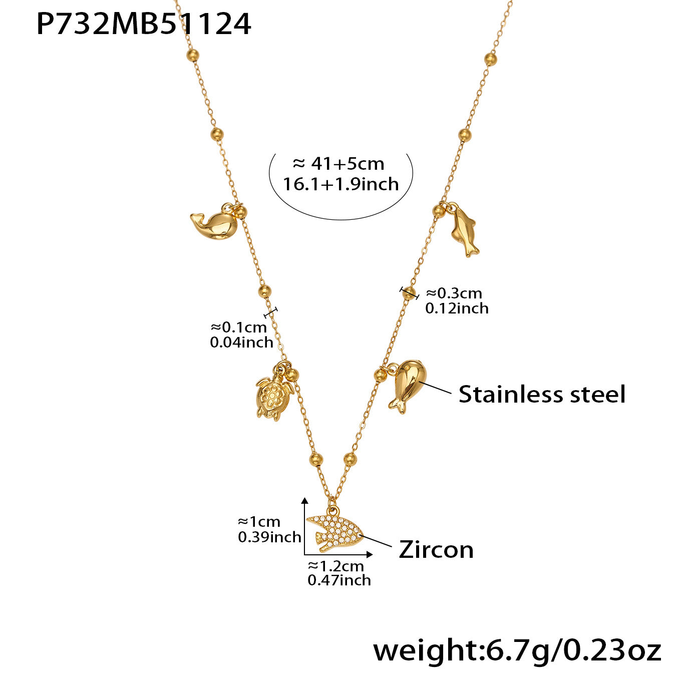 316L Stainless Steel 18K Gold PVD Starburst Pavé Zircon Pendant Necklace