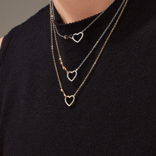 316L Stainless Steel Infinity Heart Zirconia Bracelet & Necklace