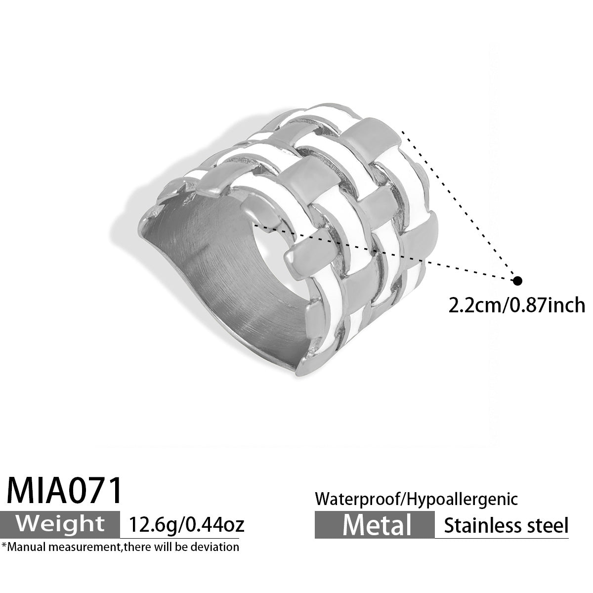 Stainless Steel 18K PVD Gold Enamel Droplet Ring