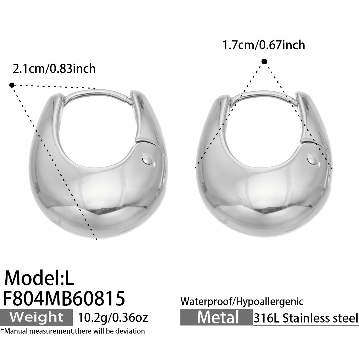 316L Stainless Steel 18K PVD Gold U-Shaped Earrings
