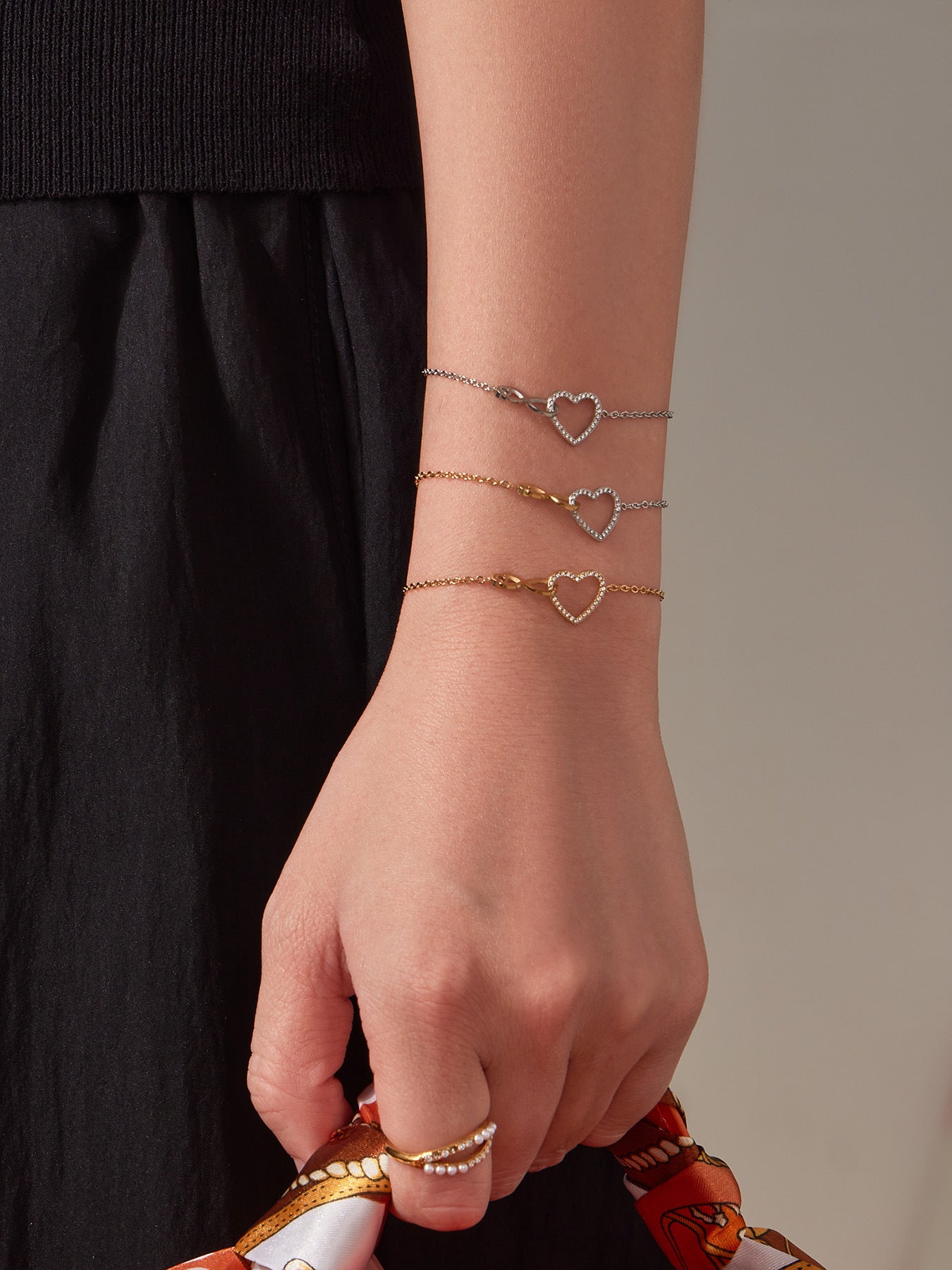 316L Stainless Steel Infinity Heart Zirconia Bracelet & Necklace