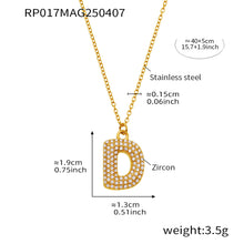 Gold letter D initial necklace size card in 316L stainless steel by Miduoduo Jewelry for personalized jewelry buyers