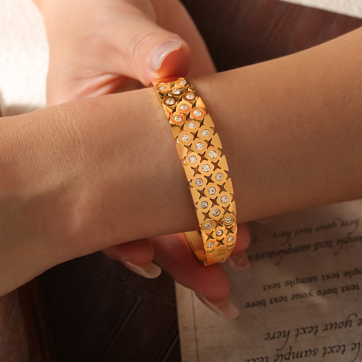 316L Stainless Steel 18K PVD Gold Geometric Bangle made with 316L stainless steel and 18K PVD gold finish for wholesale jewelry buyers - image 11