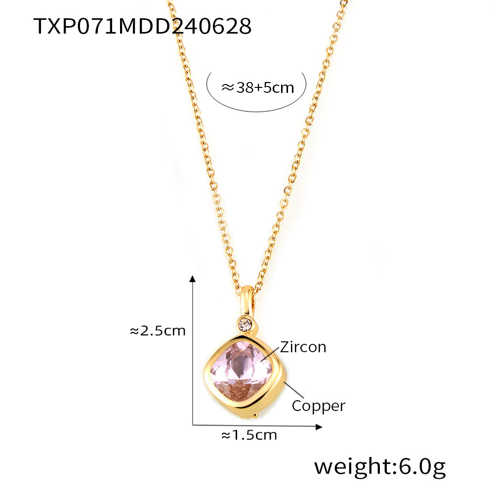 316L Stainless Steel 18K PVD Gold Colorful Zircon Earrings and Necklace Collection made with 316L stainless steel and 18K PVD gold finish for wholesale jewelry buyers - image 12