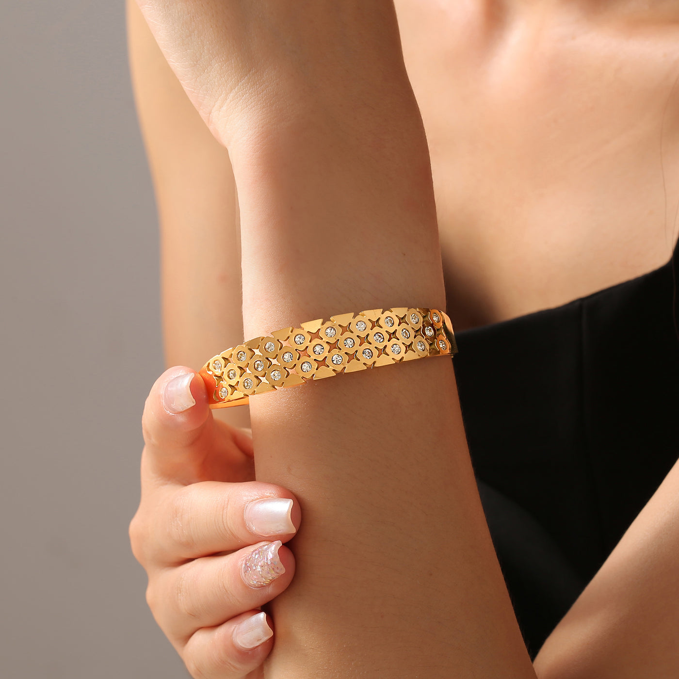 316L Stainless Steel 18K PVD Gold Geometric Bangle made with 316L stainless steel and 18K PVD gold finish for wholesale jewelry buyers - image 12