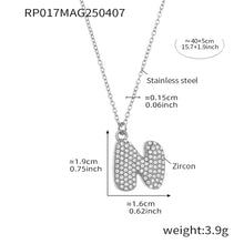Steel letter N initial necklace size card in 316L stainless steel by Miduoduo Jewelry for personalized jewelry buyers