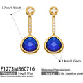 Blue Glass Stone Gold / Earrings