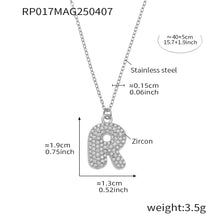 Steel letter R initial necklace size card in 316L stainless steel by Miduoduo Jewelry for personalized jewelry buyers