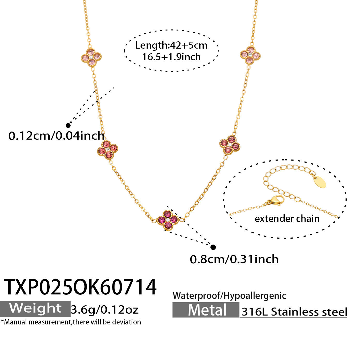 316L Stainless Steel 18K PVD Gold Clover Zircon Necklace and Bracelet Collection made with 316L stainless steel and 18K PVD gold finish for wholesale jewelry buyers - image 18