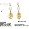 A - White Zircon Seashell - Gold / Earrings