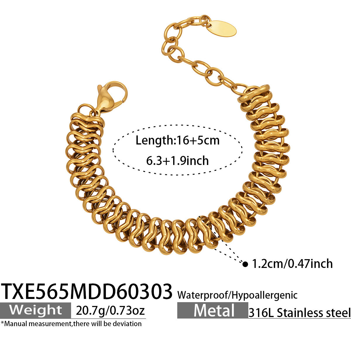 316L Stainless Steel Fashion Stackable Chunky Cuban Link Chain Bracelet - Image 19