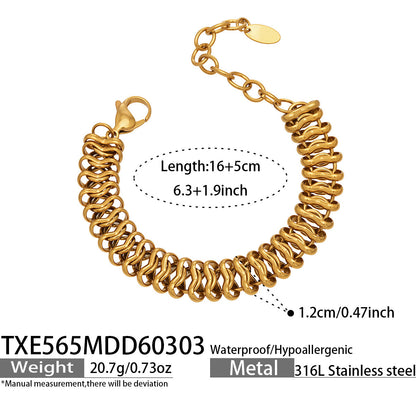 316L Stainless Steel Fashion Stackable Chunky Cuban Link Chain Bracelet - Image 19