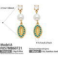 A - Blue Zircon Seashell - Gold / Earrings