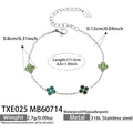 Bracelet / Green Zircon Steel Tone / 17+5cm