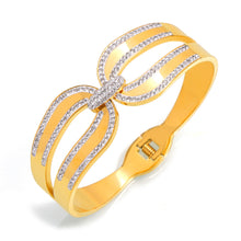 Elegant double layer zircon bangle in gold