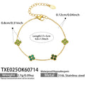 Bracelet / Green Zircon Gold Tone / 17+5cm
