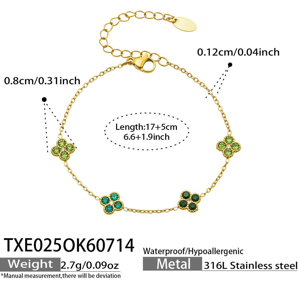316L Stainless Steel 18K PVD Gold Clover Zircon Necklace and Bracelet Collection made with 316L stainless steel and 18K PVD gold finish for wholesale jewelry buyers - image 21