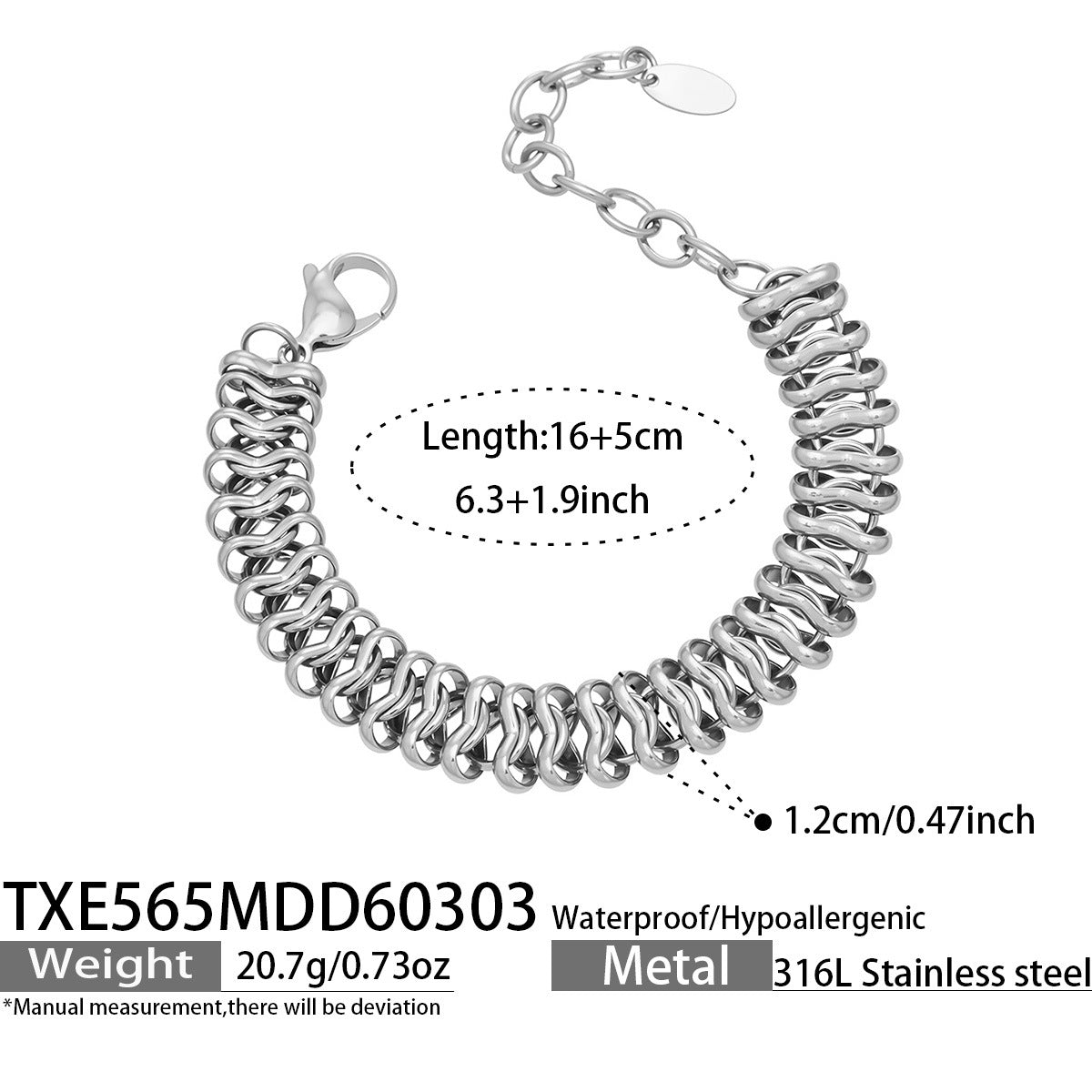 316L Stainless Steel Fashion Stackable Chunky Cuban Link Chain Bracelet - Image 21