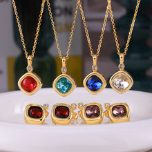 316L Stainless Steel 18K PVD Gold Colorful Zircon Earrings and Necklace Collection made with 316L stainless steel and 18K PVD gold finish for wholesale jewelry buyers - image 22