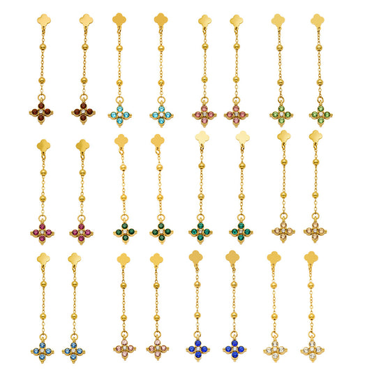 316L Stainless Steel 18K PVD Gold Clover Zircon Earrings made with 316L stainless steel and 18K PVD gold finish for wholesale jewelry buyers - image 22