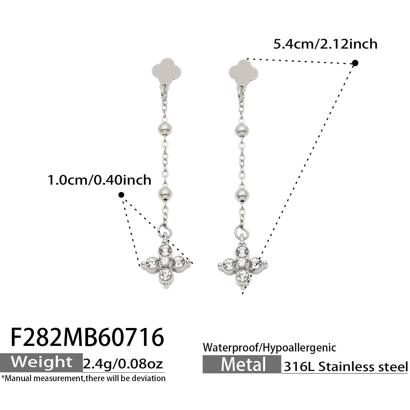 316L Stainless Steel 18K PVD Gold Clover Zircon Earrings made with 316L stainless steel and 18K PVD gold finish for wholesale jewelry buyers - image 23