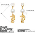 D - White Zircon Seahorse - Gold / Earrings