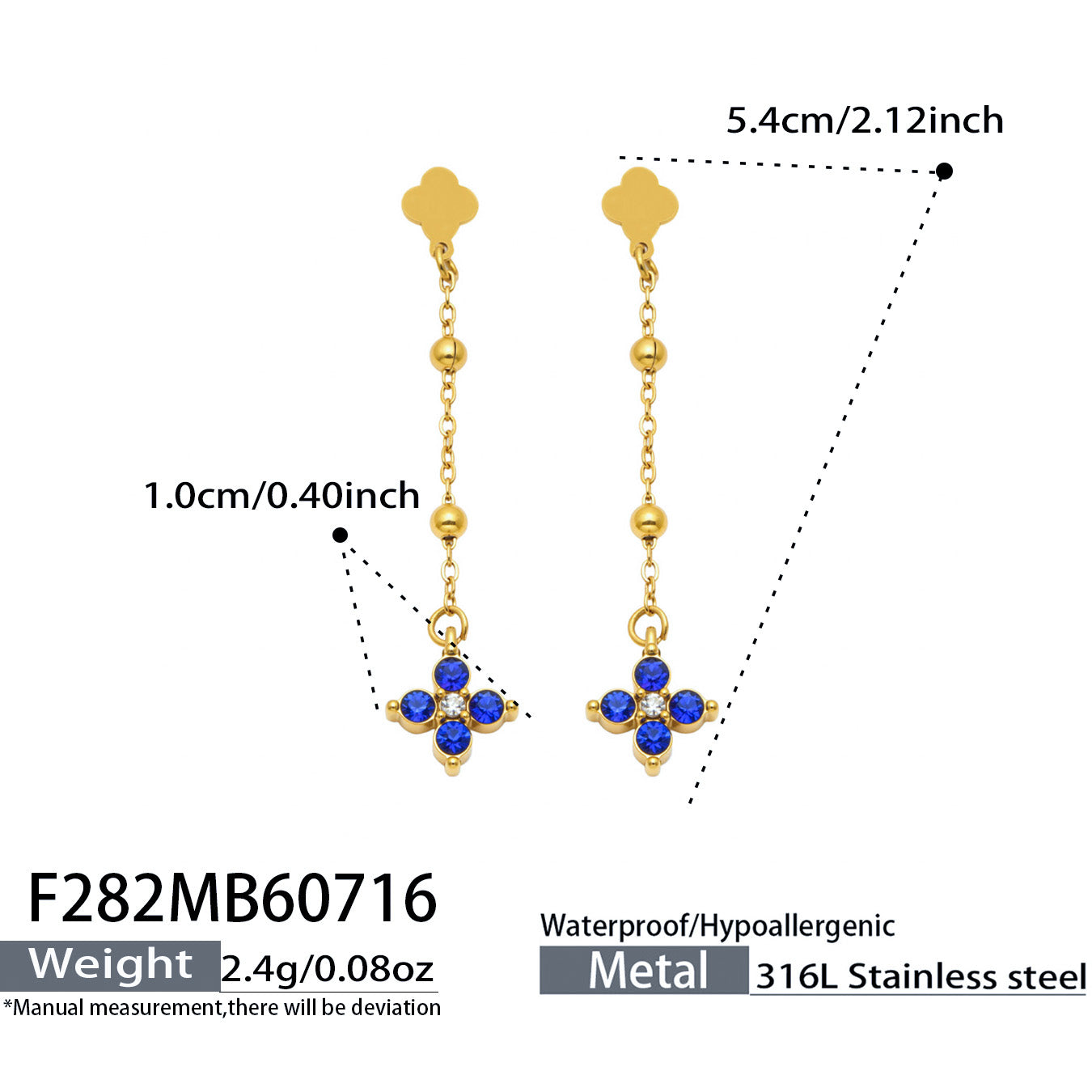 316L Stainless Steel 18K PVD Gold Clover Zircon Earrings made with 316L stainless steel and 18K PVD gold finish for wholesale jewelry buyers - image 24