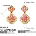 Style A Pink Zircon Gold Earrings (TXF599) / Default