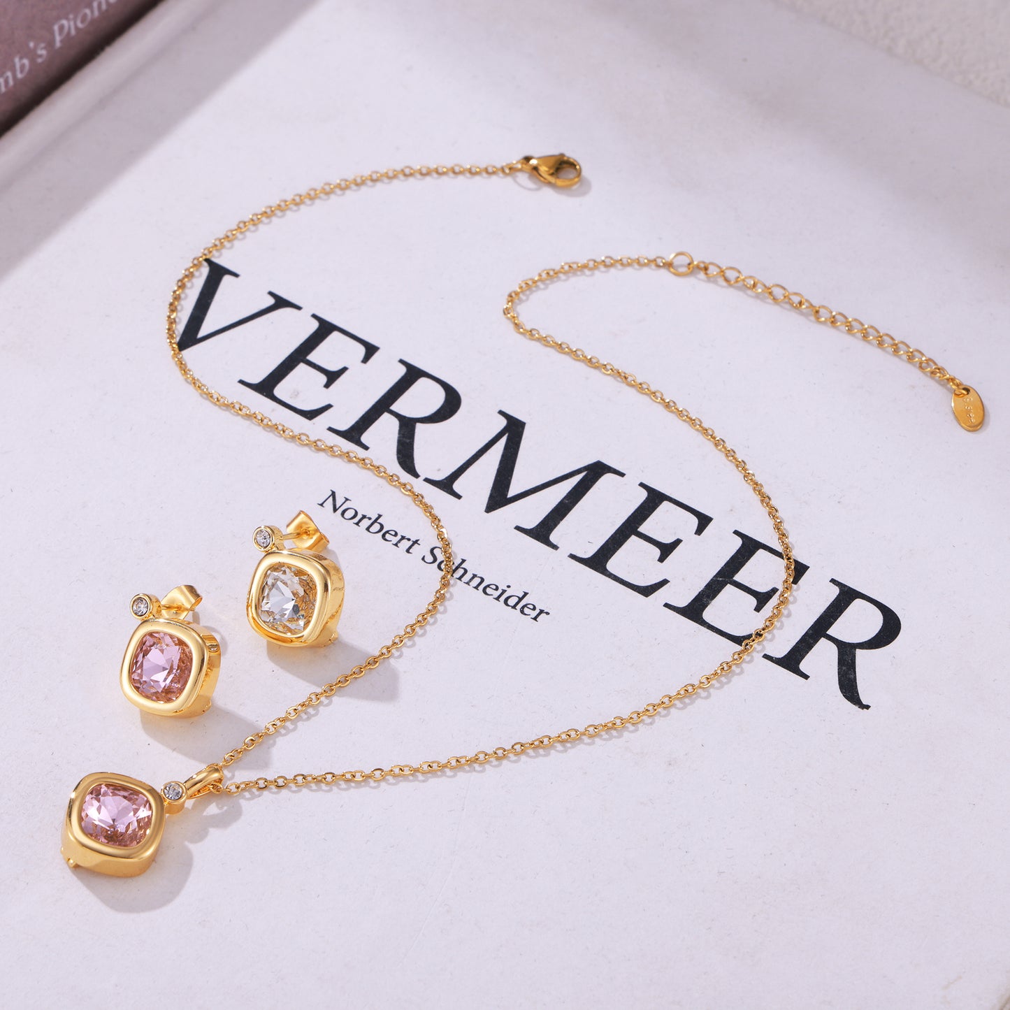 316L Stainless Steel 18K PVD Gold Colorful Zircon Earrings and Necklace Collection made with 316L stainless steel and 18K PVD gold finish for wholesale jewelry buyers - image 25